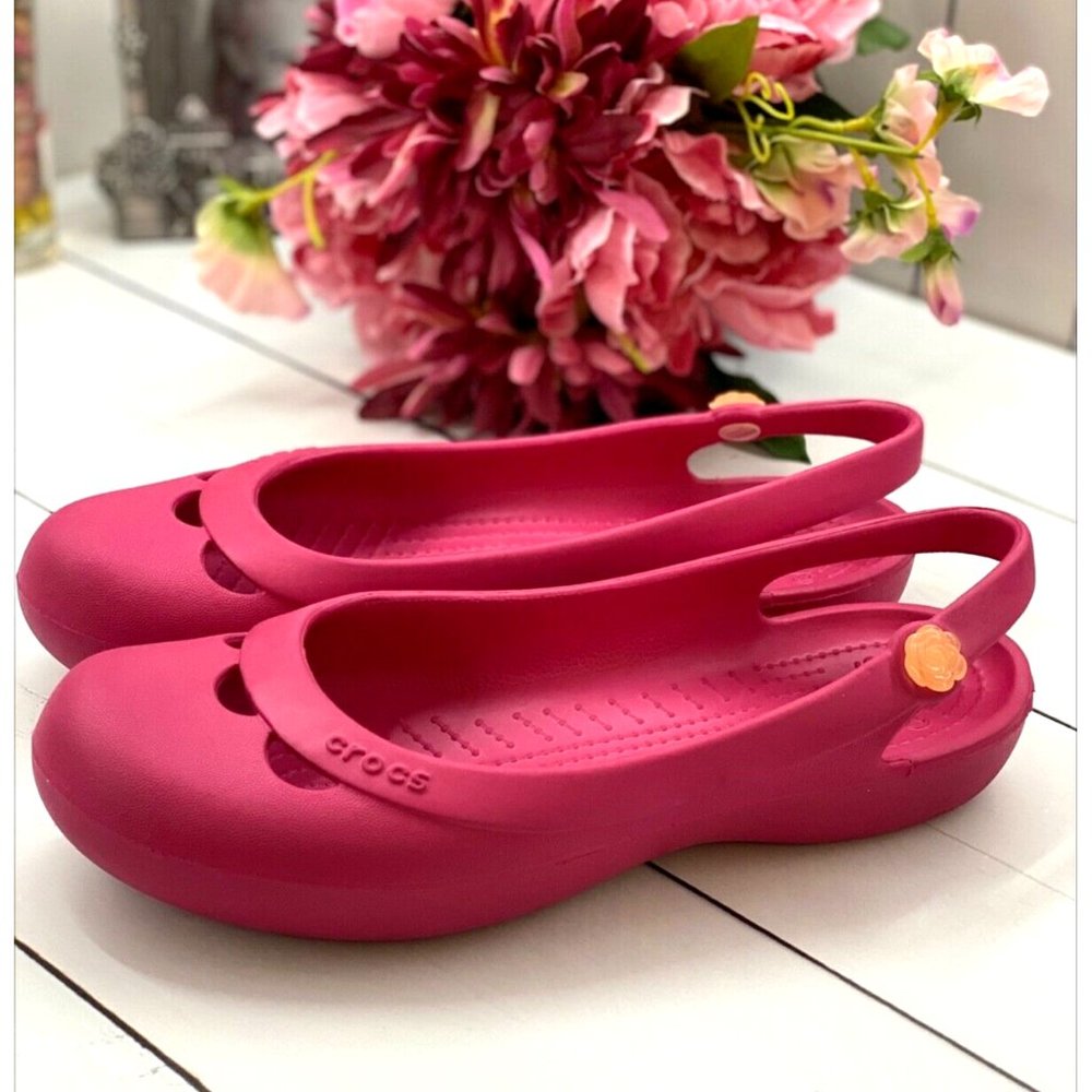 Crocs Jayna Slingback Ballet Flats Womens Sz 9 Pink Slip On Shoes